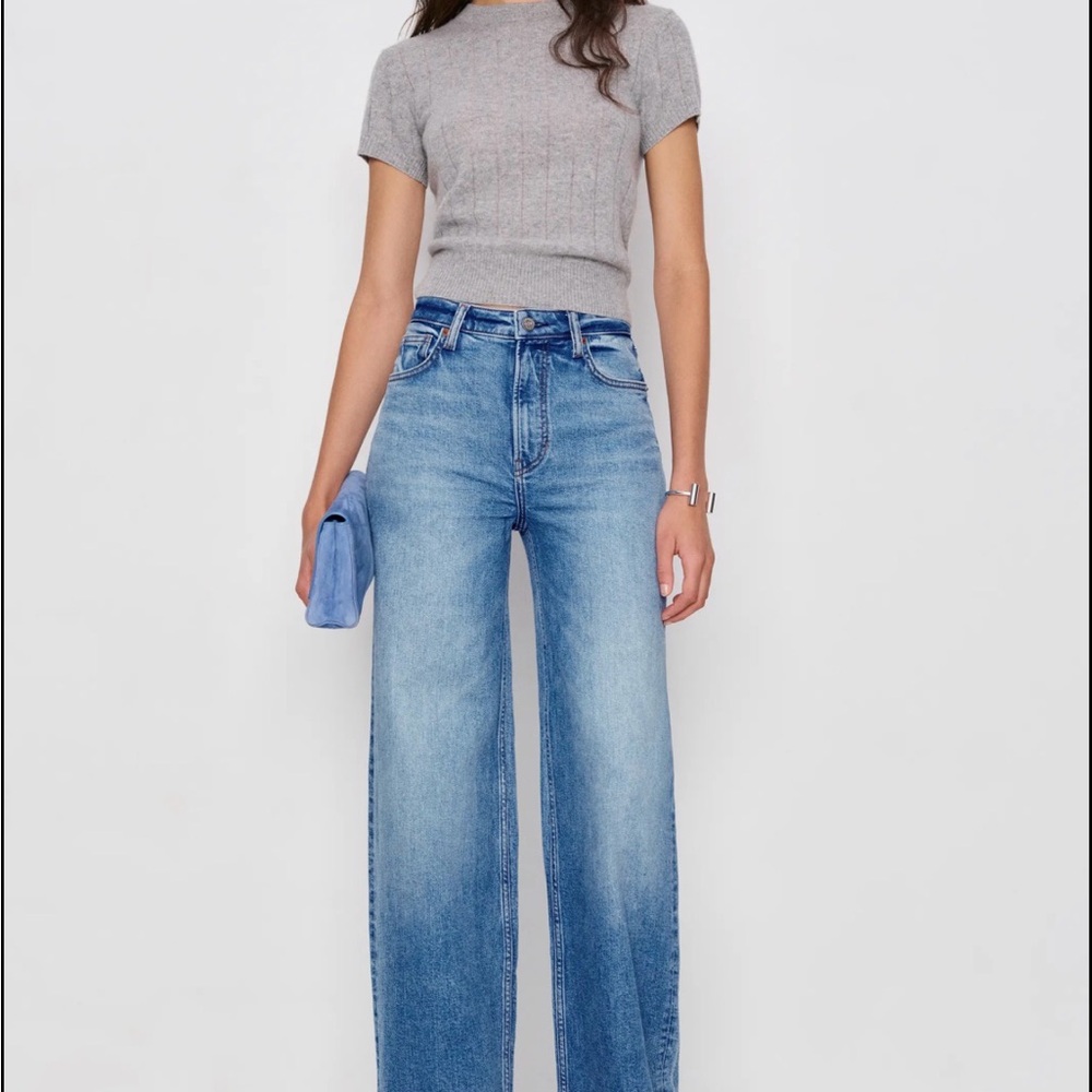 Reformation Light Blue High-Rise Wide Leg Jeans